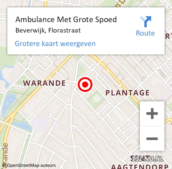 Locatie op kaart van de 112 melding: Ambulance Met Grote Spoed Naar Beverwijk, Florastraat op 13 juni 2024 17:04