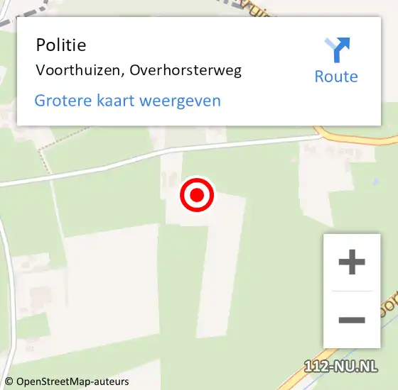 Locatie op kaart van de 112 melding: Politie Voorthuizen, Overhorsterweg op 13 juni 2024 17:42