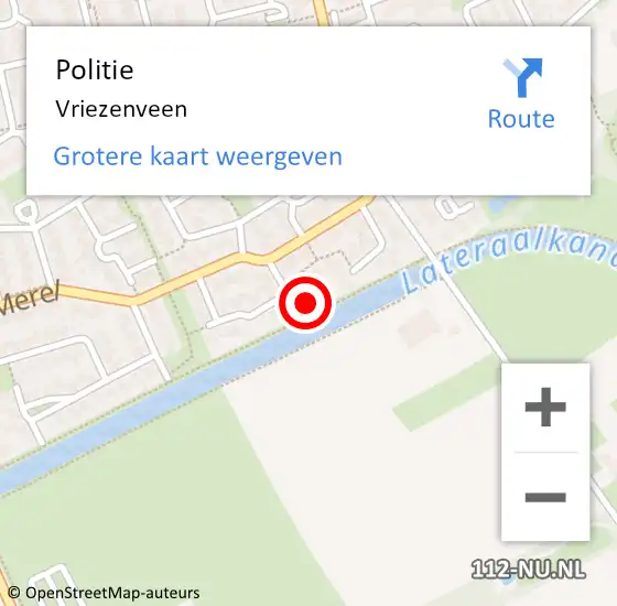 Locatie op kaart van de 112 melding: Politie Vriezenveen op 13 juni 2024 18:17