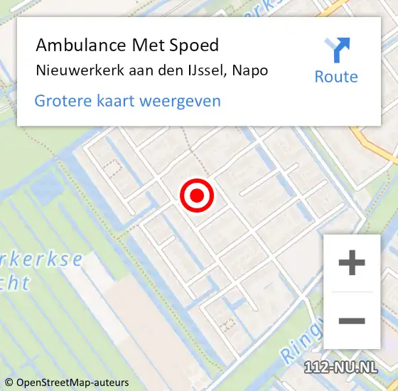 Locatie op kaart van de 112 melding: Ambulance Met Spoed Naar Nieuwerkerk aan den IJssel, Napo op 13 juni 2024 19:02