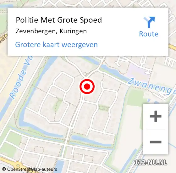 Locatie op kaart van de 112 melding: Politie Met Grote Spoed Naar Zevenbergen, Kuringen op 13 juni 2024 19:13