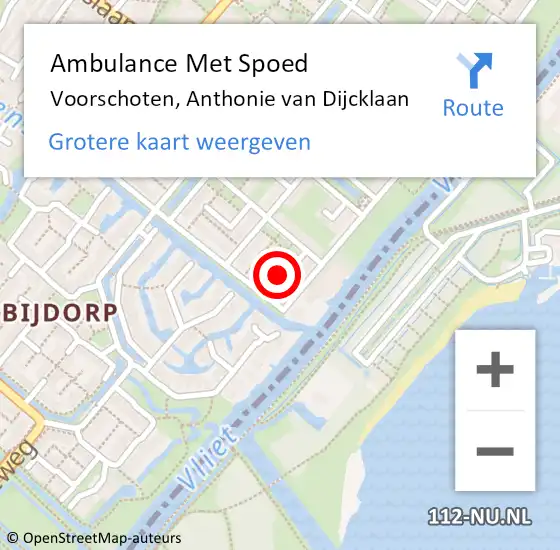 Locatie op kaart van de 112 melding: Ambulance Met Spoed Naar Voorschoten, Anthonie van Dijcklaan op 13 juni 2024 19:14