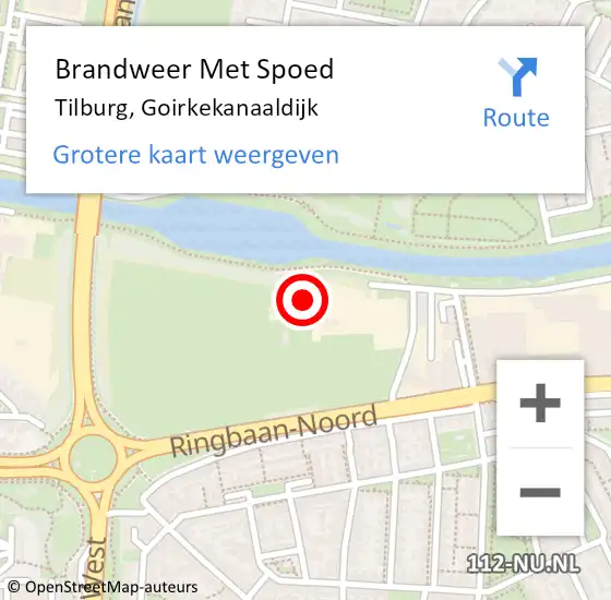 Locatie op kaart van de 112 melding: Brandweer Met Spoed Naar Tilburg, Goirkekanaaldijk op 13 juni 2024 19:46
