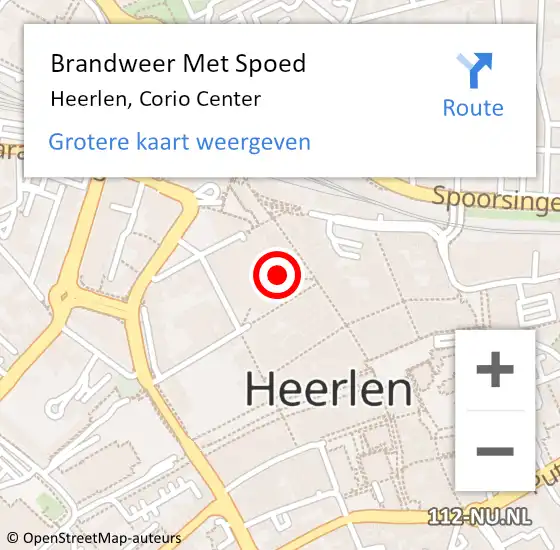 Locatie op kaart van de 112 melding: Brandweer Met Spoed Naar Heerlen, Corio Center op 13 juni 2024 19:53