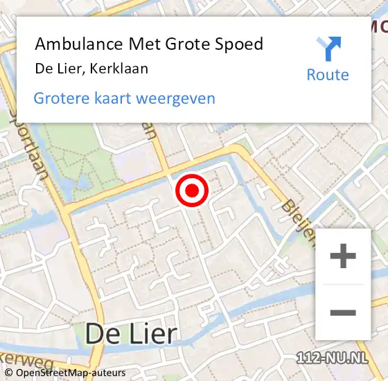 Locatie op kaart van de 112 melding: Ambulance Met Grote Spoed Naar De Lier, Kerklaan op 13 juni 2024 20:06