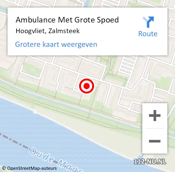 Locatie op kaart van de 112 melding: Ambulance Met Grote Spoed Naar Hoogvliet, Zalmsteek op 13 juni 2024 20:18