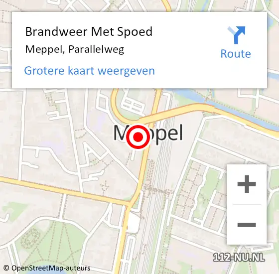 Locatie op kaart van de 112 melding: Brandweer Met Spoed Naar Meppel, Parallelweg op 13 juni 2024 20:27