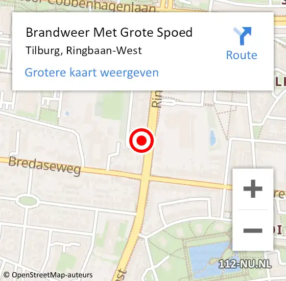Locatie op kaart van de 112 melding: Brandweer Met Grote Spoed Naar Tilburg, Ringbaan-West op 13 juni 2024 20:41