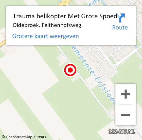 Locatie op kaart van de 112 melding: Trauma helikopter Met Grote Spoed Naar Oldebroek, Feithenhofsweg op 13 juni 2024 20:48