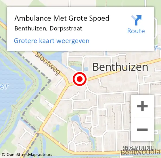 Locatie op kaart van de 112 melding: Ambulance Met Grote Spoed Naar Benthuizen, Dorpsstraat op 13 juni 2024 20:53