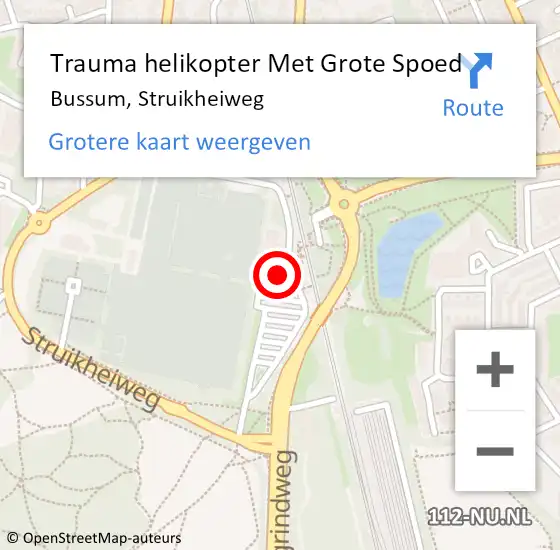 Locatie op kaart van de 112 melding: Trauma helikopter Met Grote Spoed Naar Bussum, Struikheiweg op 13 juni 2024 21:15