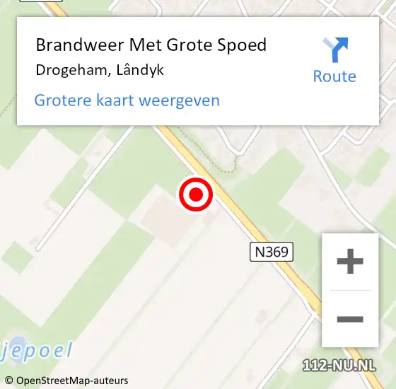 Locatie op kaart van de 112 melding: Brandweer Met Grote Spoed Naar Drogeham, Lândyk op 13 juni 2024 21:16