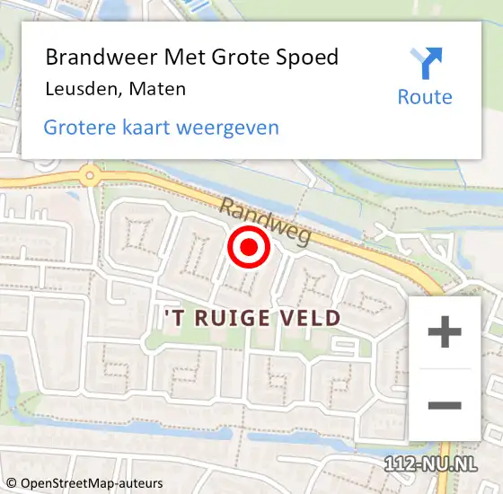 Locatie op kaart van de 112 melding: Brandweer Met Grote Spoed Naar Leusden, Maten op 13 juni 2024 21:22