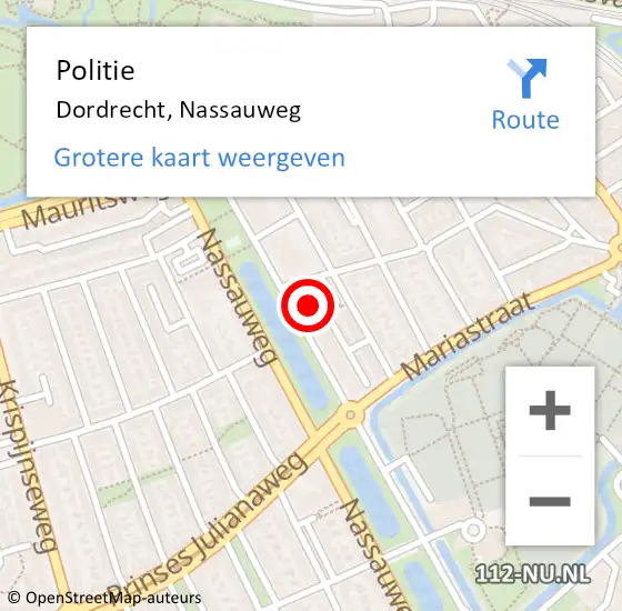 Locatie op kaart van de 112 melding: Politie Dordrecht, Nassauweg op 13 juni 2024 21:34