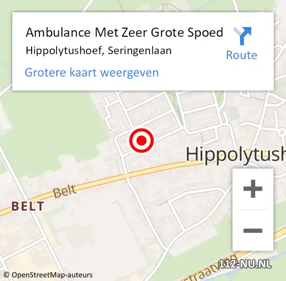 Locatie op kaart van de 112 melding: Ambulance Met Zeer Grote Spoed Naar Hippolytushoef, Seringenlaan op 13 juni 2024 22:06