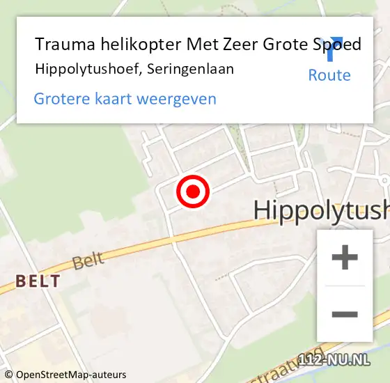 Locatie op kaart van de 112 melding: Trauma helikopter Met Zeer Grote Spoed Naar Hippolytushoef, Seringenlaan op 13 juni 2024 22:07