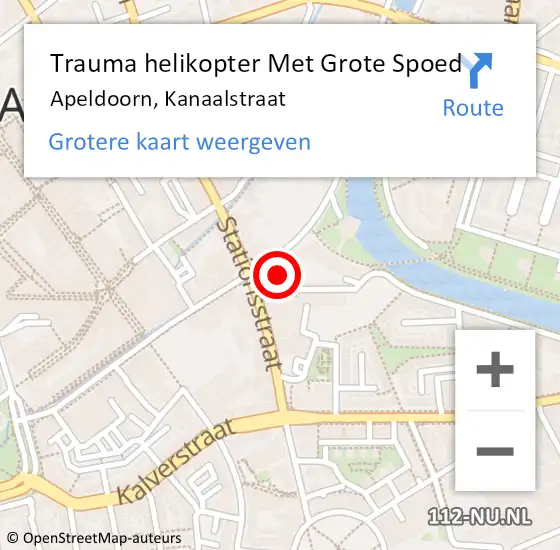 Locatie op kaart van de 112 melding: Trauma helikopter Met Grote Spoed Naar Apeldoorn, Kanaalstraat op 13 juni 2024 22:41