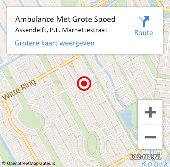 Locatie op kaart van de 112 melding: Ambulance Met Grote Spoed Naar Assendelft, P.L. Marnettestraat op 13 juni 2024 23:12