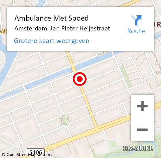 Locatie op kaart van de 112 melding: Ambulance Met Spoed Naar Amsterdam, Jan Pieter Heijestraat op 13 juni 2024 23:16