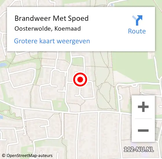 Locatie op kaart van de 112 melding: Brandweer Met Spoed Naar Oosterwolde, Koemaad op 13 juni 2024 23:21