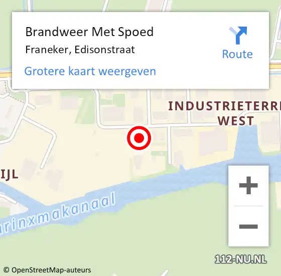 Locatie op kaart van de 112 melding: Brandweer Met Spoed Naar Franeker, Edisonstraat op 13 juni 2024 23:21