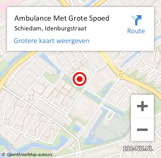 Locatie op kaart van de 112 melding: Ambulance Met Grote Spoed Naar Schiedam, Idenburgstraat op 13 juni 2024 23:26