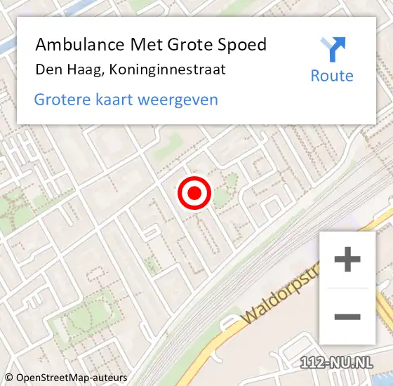 Locatie op kaart van de 112 melding: Ambulance Met Grote Spoed Naar Den Haag, Koninginnestraat op 13 juni 2024 23:29