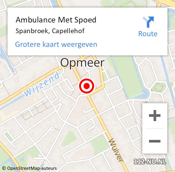 Locatie op kaart van de 112 melding: Ambulance Met Spoed Naar Spanbroek, Capellehof op 14 juni 2024 00:01