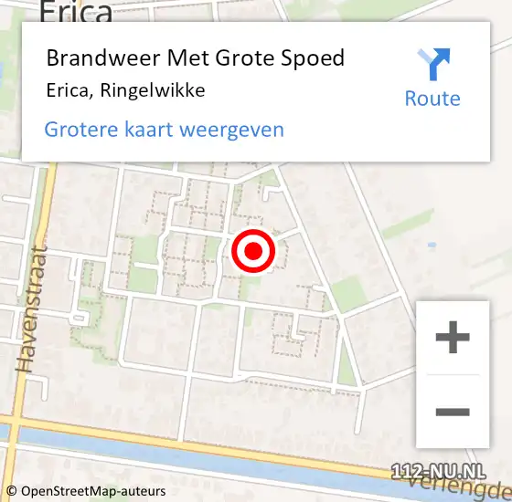 Locatie op kaart van de 112 melding: Brandweer Met Grote Spoed Naar Erica, Ringelwikke op 14 juni 2024 00:18