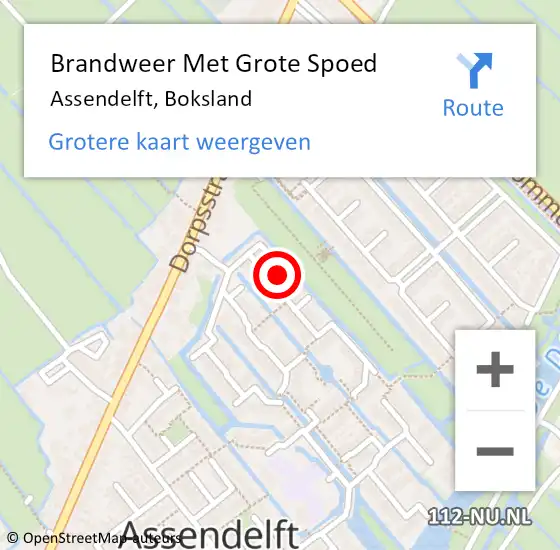 Locatie op kaart van de 112 melding: Brandweer Met Grote Spoed Naar Assendelft, Boksland op 14 juni 2024 01:10