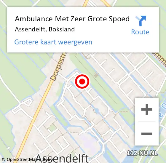 Locatie op kaart van de 112 melding: Ambulance Met Zeer Grote Spoed Naar Assendelft, Boksland op 14 juni 2024 01:10