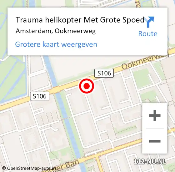 Locatie op kaart van de 112 melding: Trauma helikopter Met Grote Spoed Naar Amsterdam, Ookmeerweg op 14 juni 2024 01:25