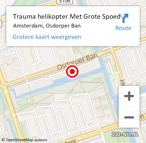 Locatie op kaart van de 112 melding: Trauma helikopter Met Grote Spoed Naar Amsterdam, Osdorper Ban op 14 juni 2024 01:37