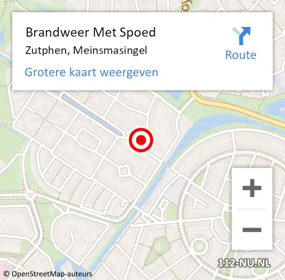 Locatie op kaart van de 112 melding: Brandweer Met Spoed Naar Zutphen, Meinsmasingel op 14 juni 2024 01:43