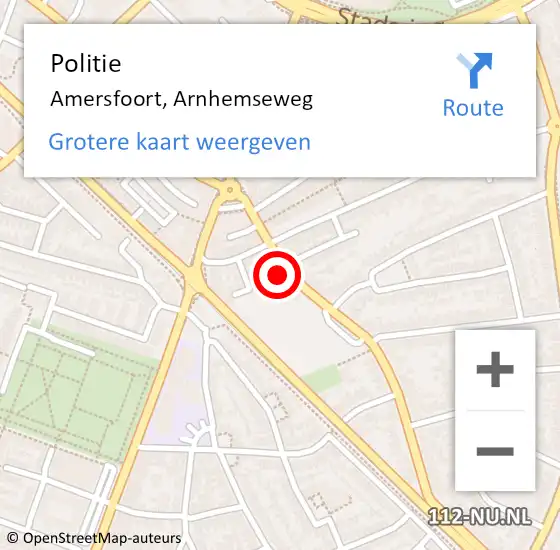 Locatie op kaart van de 112 melding: Politie Amersfoort, Arnhemseweg op 14 juni 2024 02:01