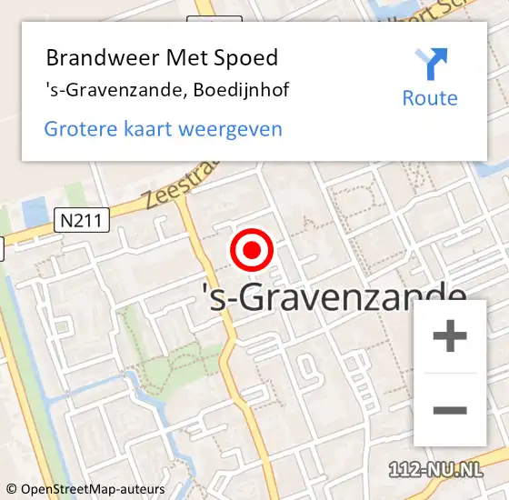 Locatie op kaart van de 112 melding: Brandweer Met Spoed Naar 's-Gravenzande, Boedijnhof op 14 juni 2024 02:32