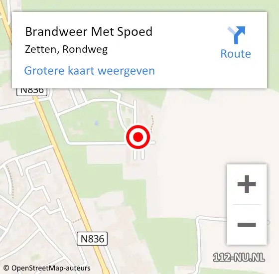 Locatie op kaart van de 112 melding: Brandweer Met Spoed Naar Zetten, Rondweg op 14 juni 2024 02:48