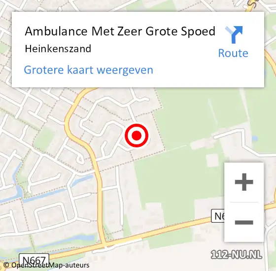Locatie op kaart van de 112 melding: Ambulance Met Zeer Grote Spoed Naar Heinkenszand op 14 juni 2024 03:24