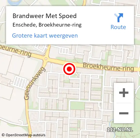 Locatie op kaart van de 112 melding: Brandweer Met Spoed Naar Enschede, Broekheurne-ring op 14 juni 2024 03:35