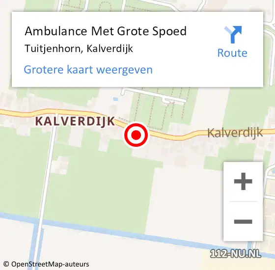 Locatie op kaart van de 112 melding: Ambulance Met Grote Spoed Naar Tuitjenhorn, Kalverdijk op 14 juni 2024 03:55