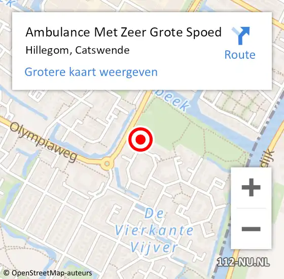 Locatie op kaart van de 112 melding: Ambulance Met Zeer Grote Spoed Naar Hillegom, Catswende op 14 juni 2024 04:44