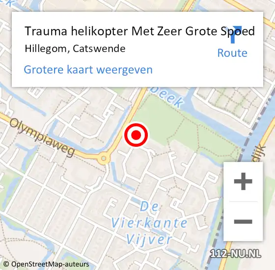 Locatie op kaart van de 112 melding: Trauma helikopter Met Zeer Grote Spoed Naar Hillegom, Catswende op 14 juni 2024 04:46