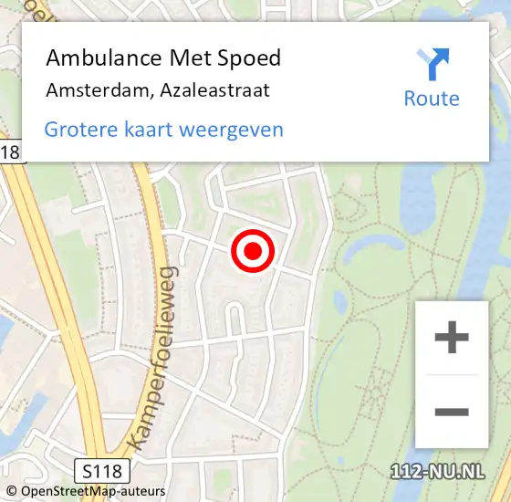 Locatie op kaart van de 112 melding: Ambulance Met Spoed Naar Amsterdam, Azaleastraat op 14 juni 2024 05:36