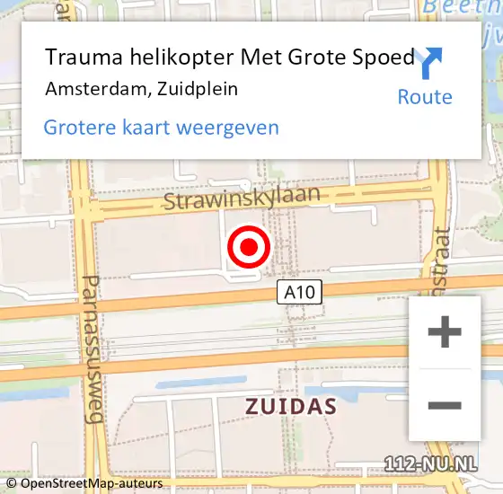 Locatie op kaart van de 112 melding: Trauma helikopter Met Grote Spoed Naar Amsterdam, Zuidplein op 14 juni 2024 07:16