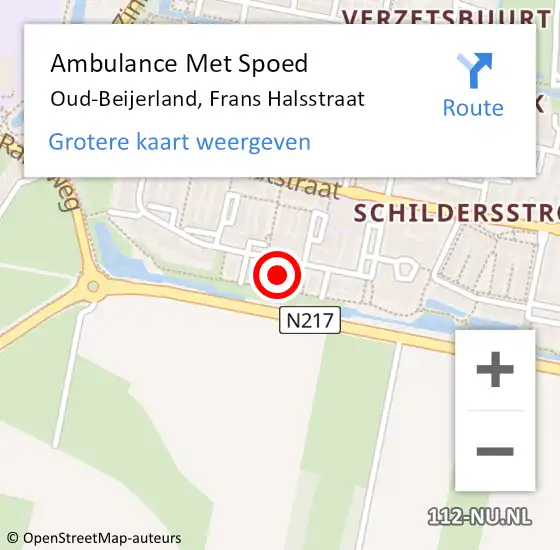 Locatie op kaart van de 112 melding: Ambulance Met Spoed Naar Oud-Beijerland, Frans Halsstraat op 14 juni 2024 07:21