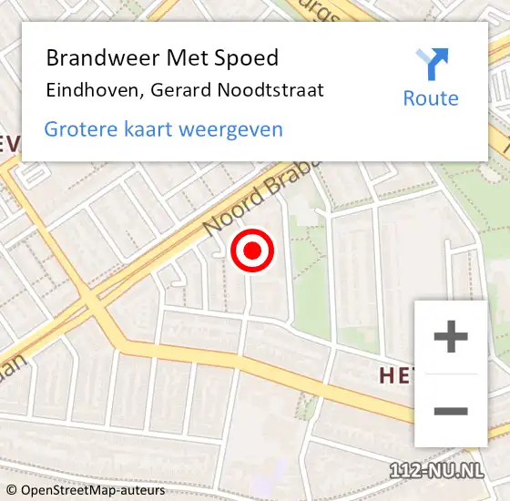 Locatie op kaart van de 112 melding: Brandweer Met Spoed Naar Eindhoven, Gerard Noodtstraat op 14 juni 2024 07:41