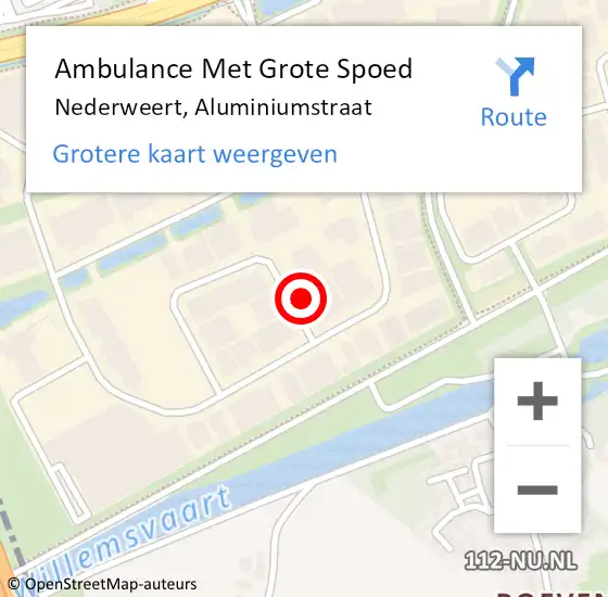 Locatie op kaart van de 112 melding: Ambulance Met Grote Spoed Naar Nederweert, Aluminiumstraat op 14 juni 2024 08:03