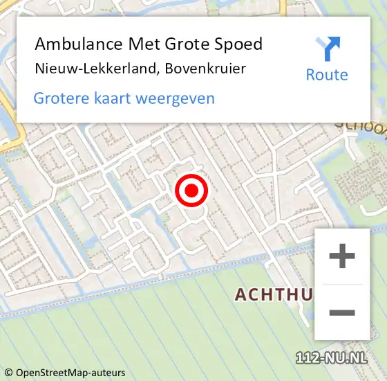 Locatie op kaart van de 112 melding: Ambulance Met Grote Spoed Naar Nieuw-Lekkerland, Bovenkruier op 14 juni 2024 08:11