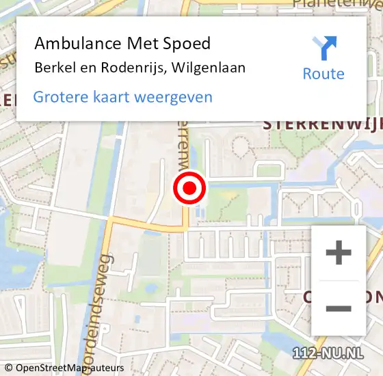 Locatie op kaart van de 112 melding: Ambulance Met Spoed Naar Berkel en Rodenrijs, Wilgenlaan op 14 juni 2024 08:15