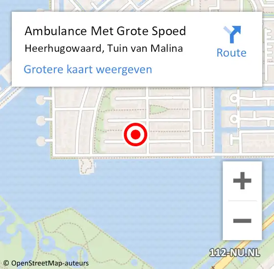 Locatie op kaart van de 112 melding: Ambulance Met Grote Spoed Naar Heerhugowaard, Tuin van Malina op 14 juni 2024 08:33